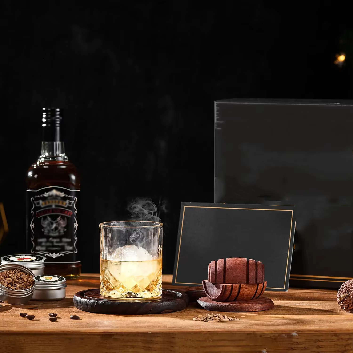 Kit de fumeur de whisky avec copeaux de bois-6 saveurs, infuseur de fumeur de boissons à l'ancienne pour cocktails, Bourbon d'anniversaire pour cadeaux