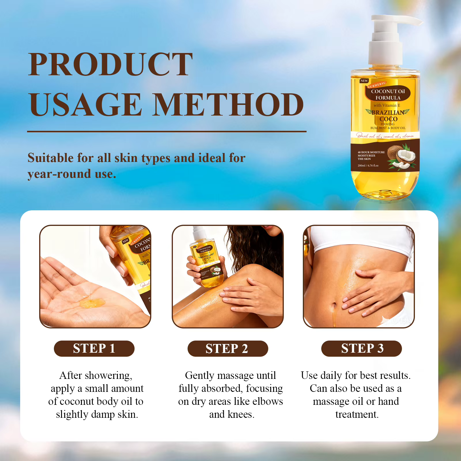 Huile de coco biologique pour la peau