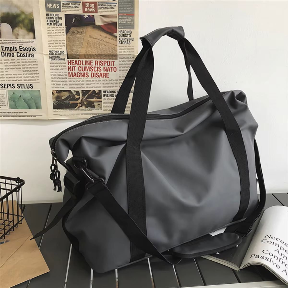 Sac de voyage portable, sac de sport et de fitness de grande capacité, sac de rangement léger, sac de voyage à bandoulière