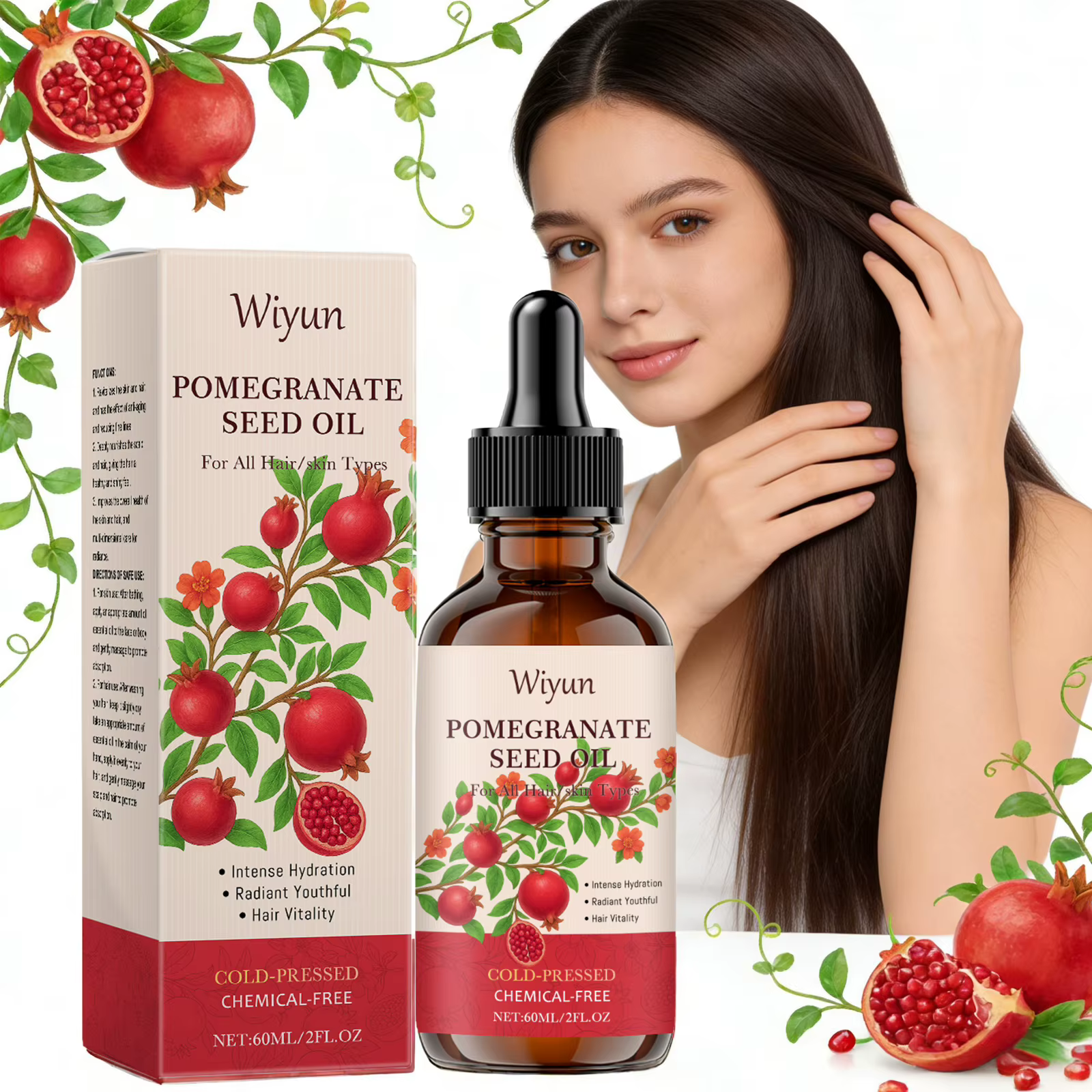 Huile de pépins de grenade pour les soins des cheveux et de la peau