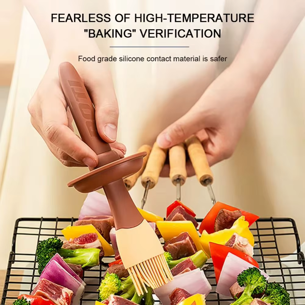 Brosse à huile pour barbecue 3 en 1, résistante à la chaleur, Type fendu, brosse d'application de Sauce, outil de cuisson, bouteille distributrice d'huile en Silicone avec brosse