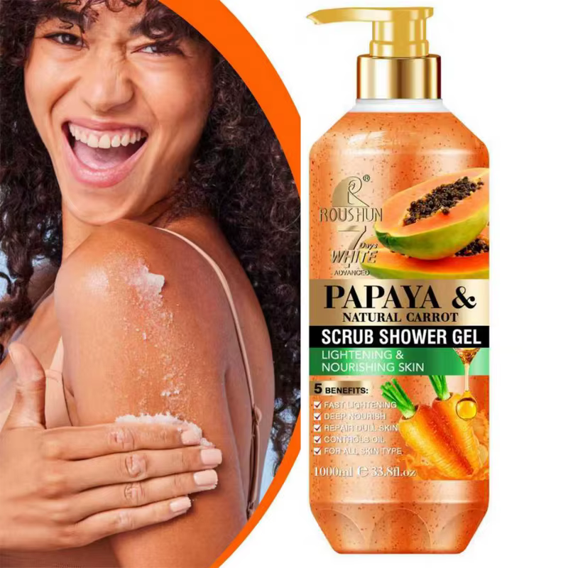 Gel douche exfoliant à la papaye et à la carotte ROUSHUN 1000ML