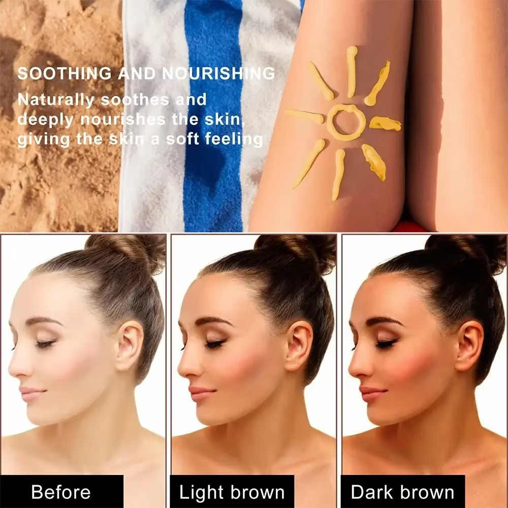 Crème Bronzante Visage et Corps Longue Durée – Autobronzant Naturel Nourrissant et Protecteur Contre les Rayons UV