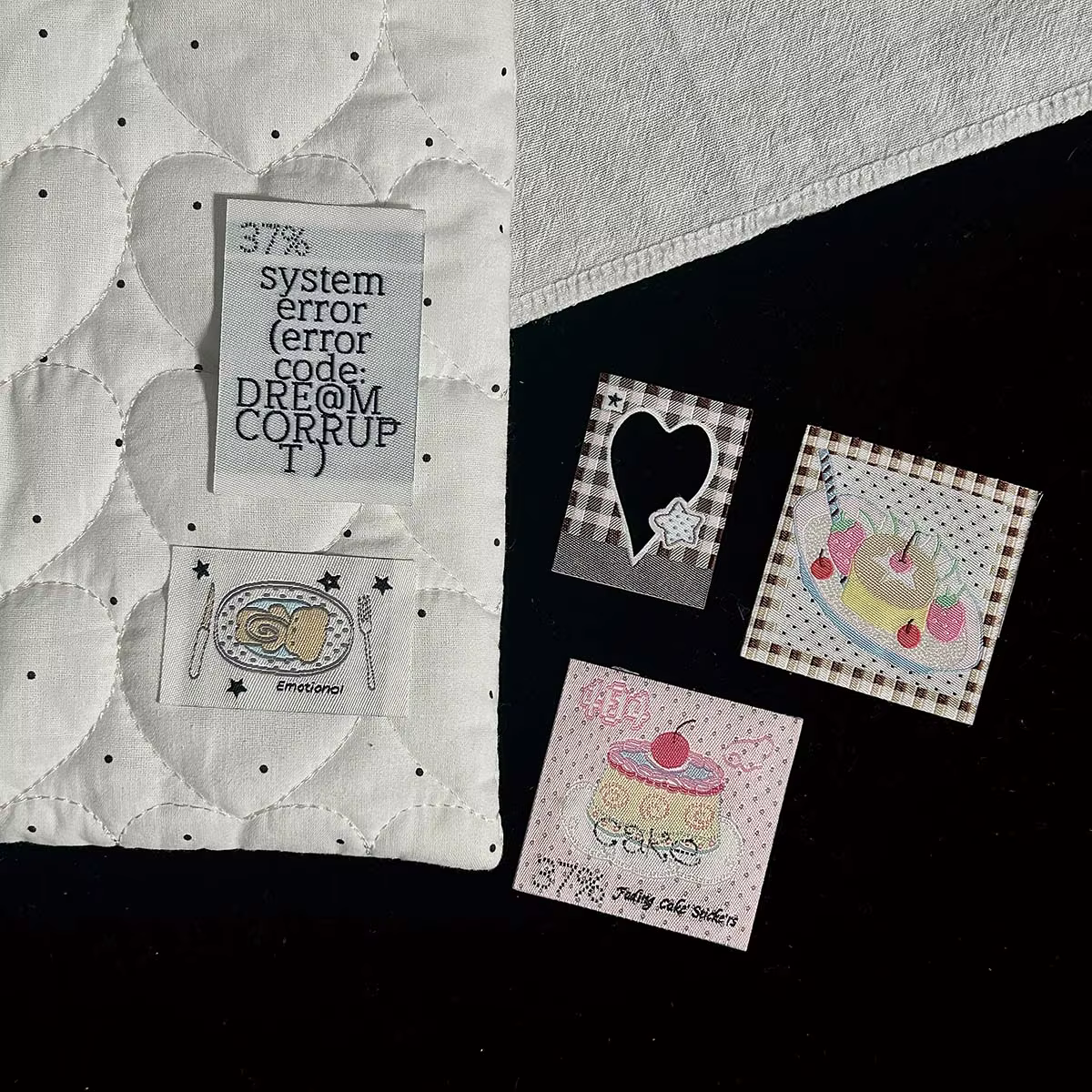 Pochette de rangement faite à la main style WAKAWAKA, sac en tissu à pois avec motif cœur pour carnet de notes, organisateur de matériel de bricolage