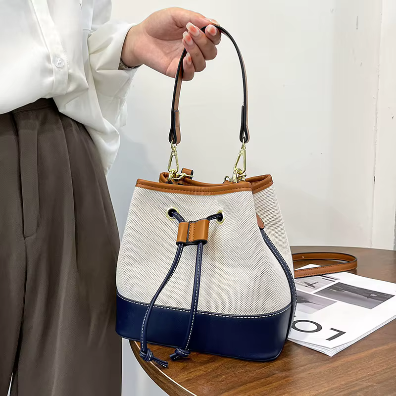 Sac seau en toile pour femmes, sacs à main de luxe de styliste, sac à bandoulière en PU, fourre-tout à la mode pour les déplacements quotidiens