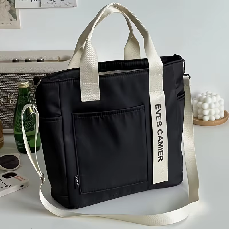 Sac fourre-tout en toile, sac à main simple à la mode, sac à bandoulière pour femmes, sac de transport à main, sac polochon avec fermeture à glissière