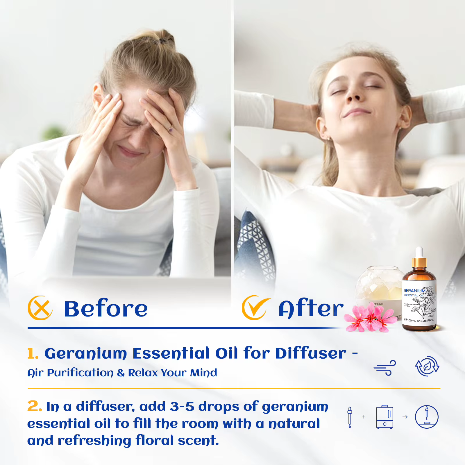 HIQILI huile essentielle de géranium 100% pur naturel Rose hortelle d'eucalyptus Fabrication de bougies diffuseur