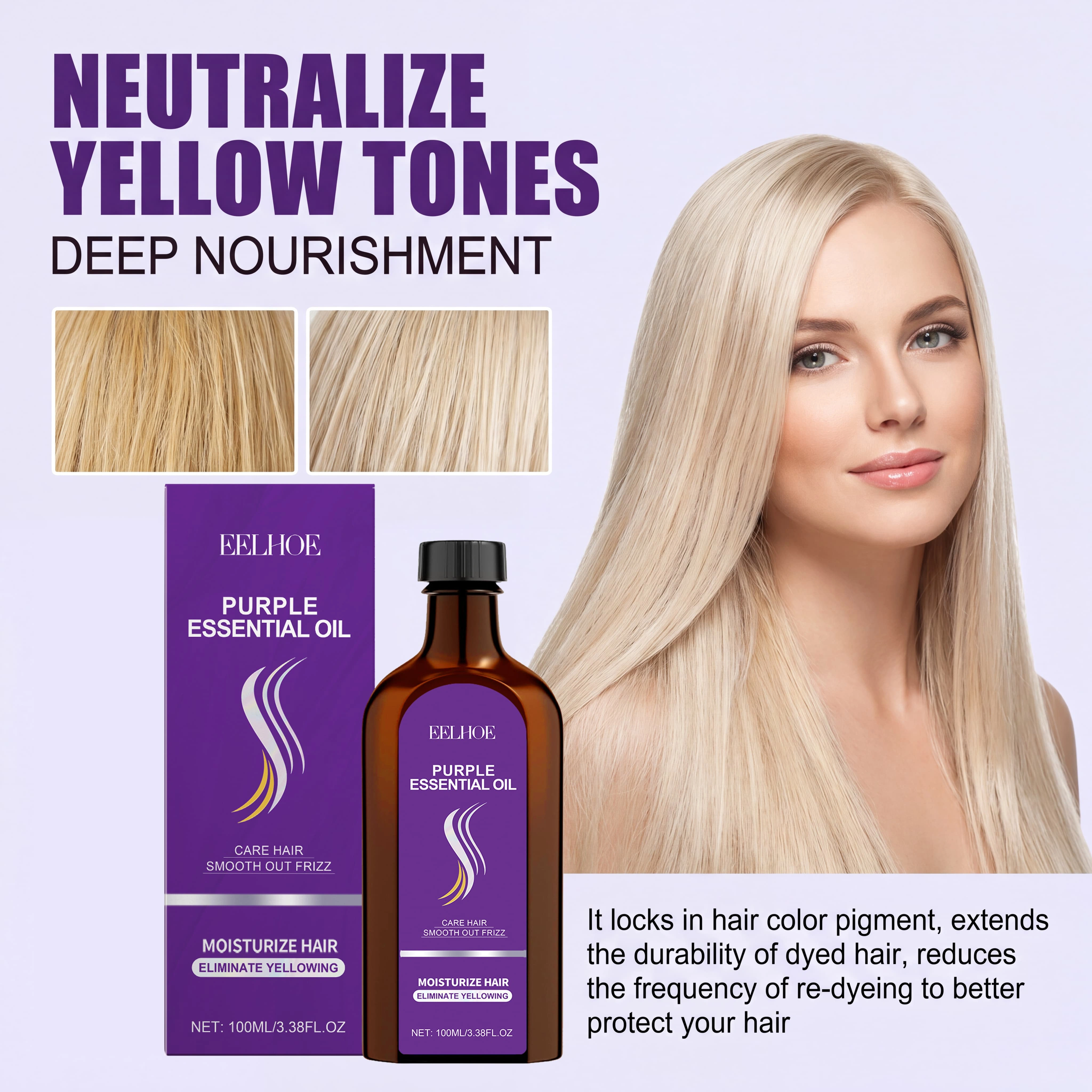 Traitement capillaire à l'huile pour cheveux secs, abîmés et crépus, lisse, brillant, répare les pointes fourchues, hydrate, nourrit, sérum sans rinçage