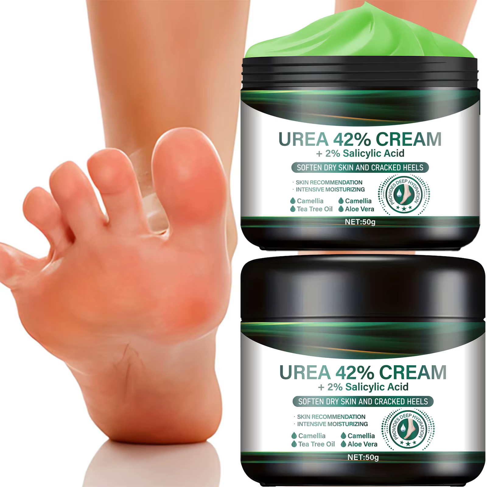 Crème pour Pieds à l'Urée 42% et Acide Salicylique - Réparation Intensive des Talons Fendillés