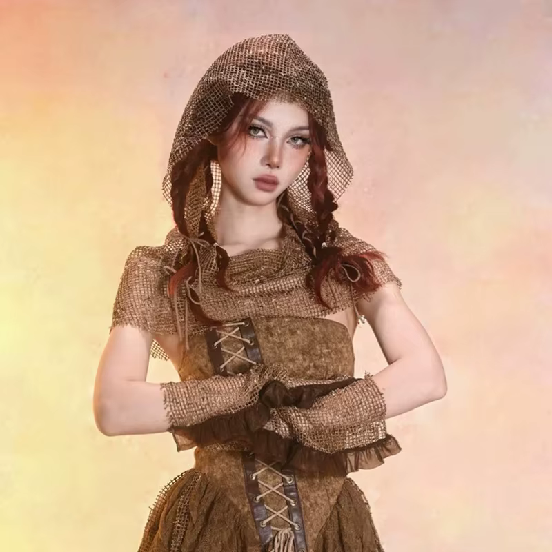 Manchon de chapeau Vintage pour filles, déchets du désert, vent, chaîne pour dames, Harajuku, vent Punk Hip Hop, Cosplay Y2K, marée, voile Cool, manches à main