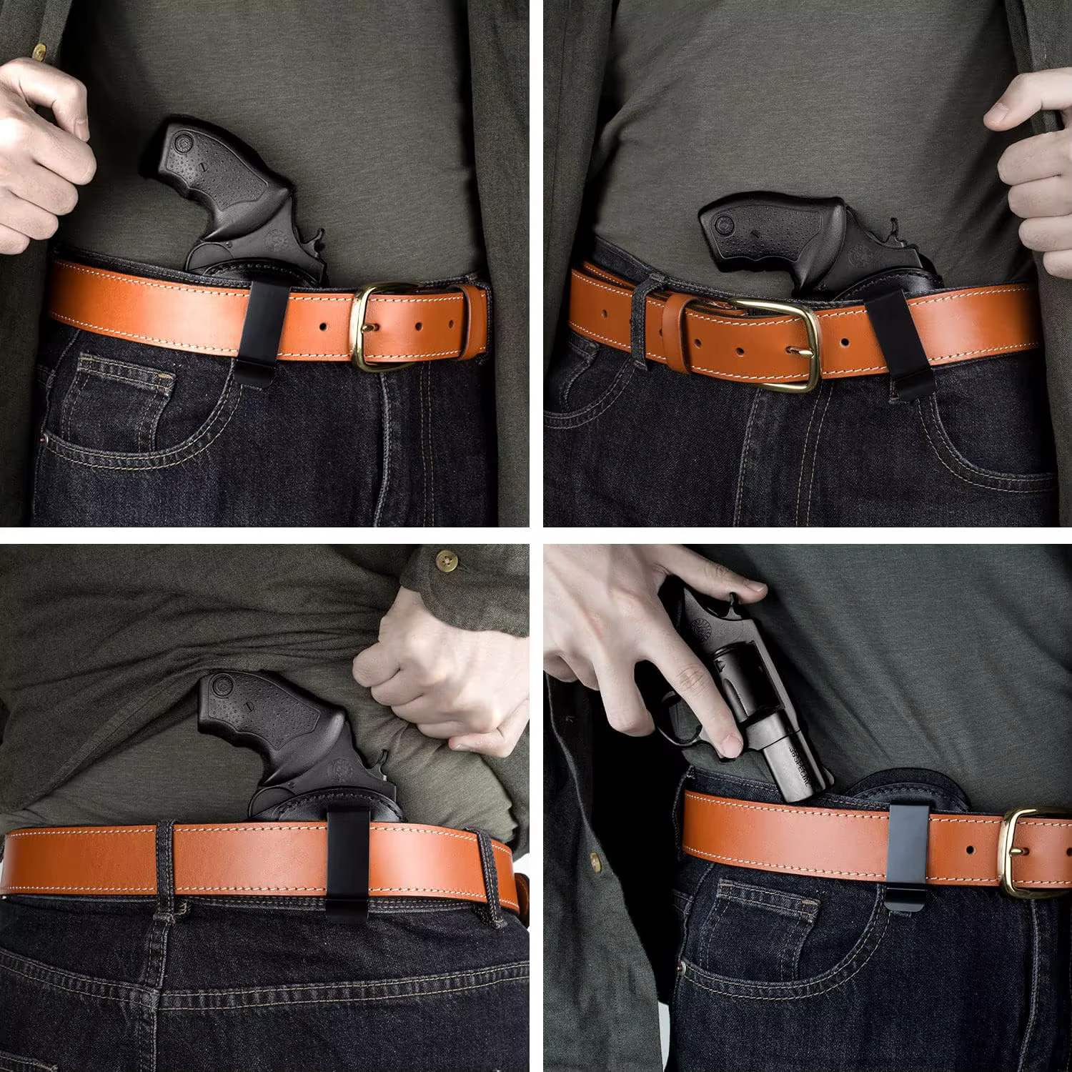 Étui en cuir fait à la main, adapté à la plupart des Revolvers à cadre J et à la plupart des Revolvers spéciaux.38 Ruger LCR, S & W 442/642, transport de ceinture intérieure