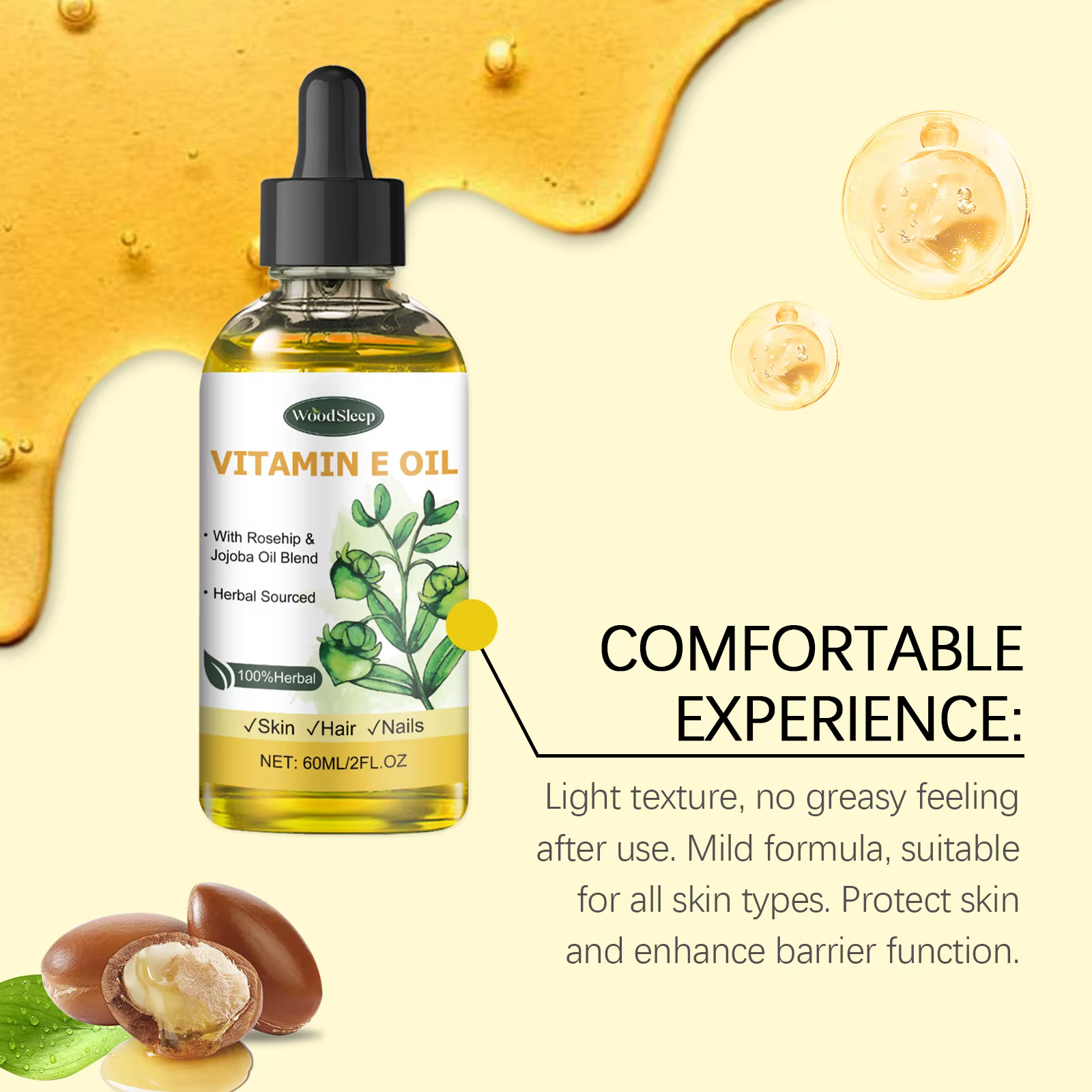 Huile essentielle de vitamine E naturelle 60 ml pour massage