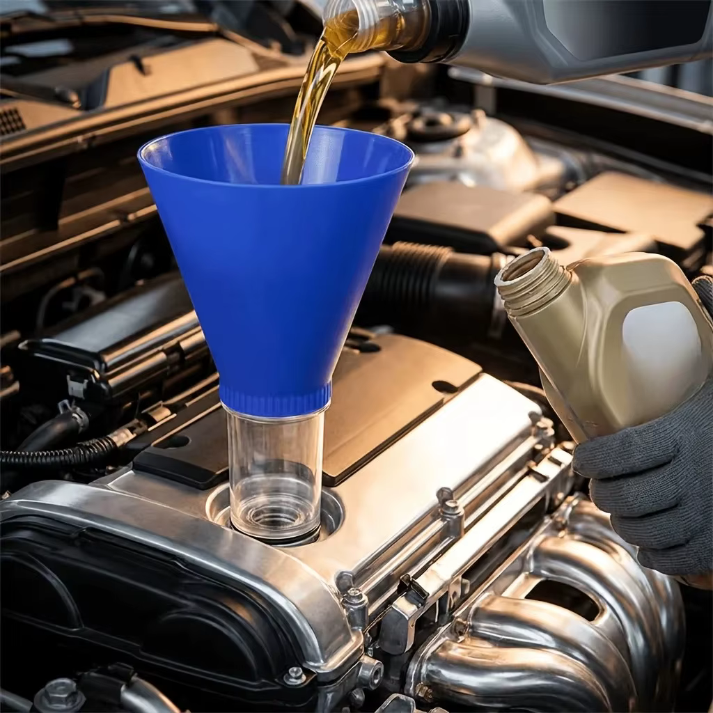 Entonnoir à huile moteur anti-déversement, utilisation mains libres, pour remplissage d'huile moteur de voiture avec filetage, adapté