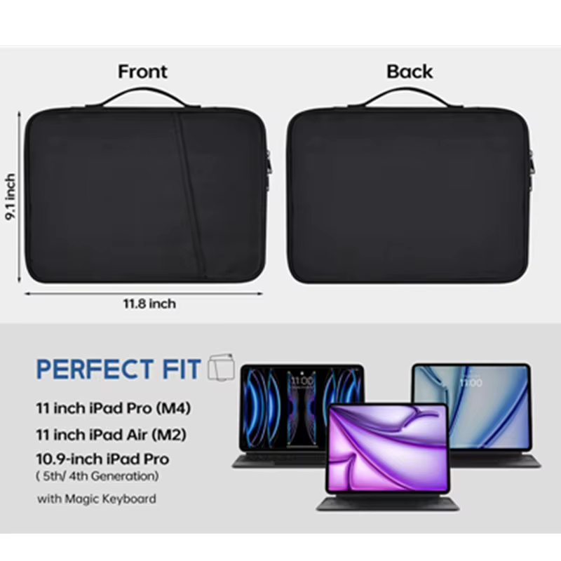 Sac pour ordinateur portable de 11 et 13 pouces avec poche avant pour ranger la batterie, la souris, grand espace, sac à main pour ordinateur portable, sac à main léger pour ordinateur portable