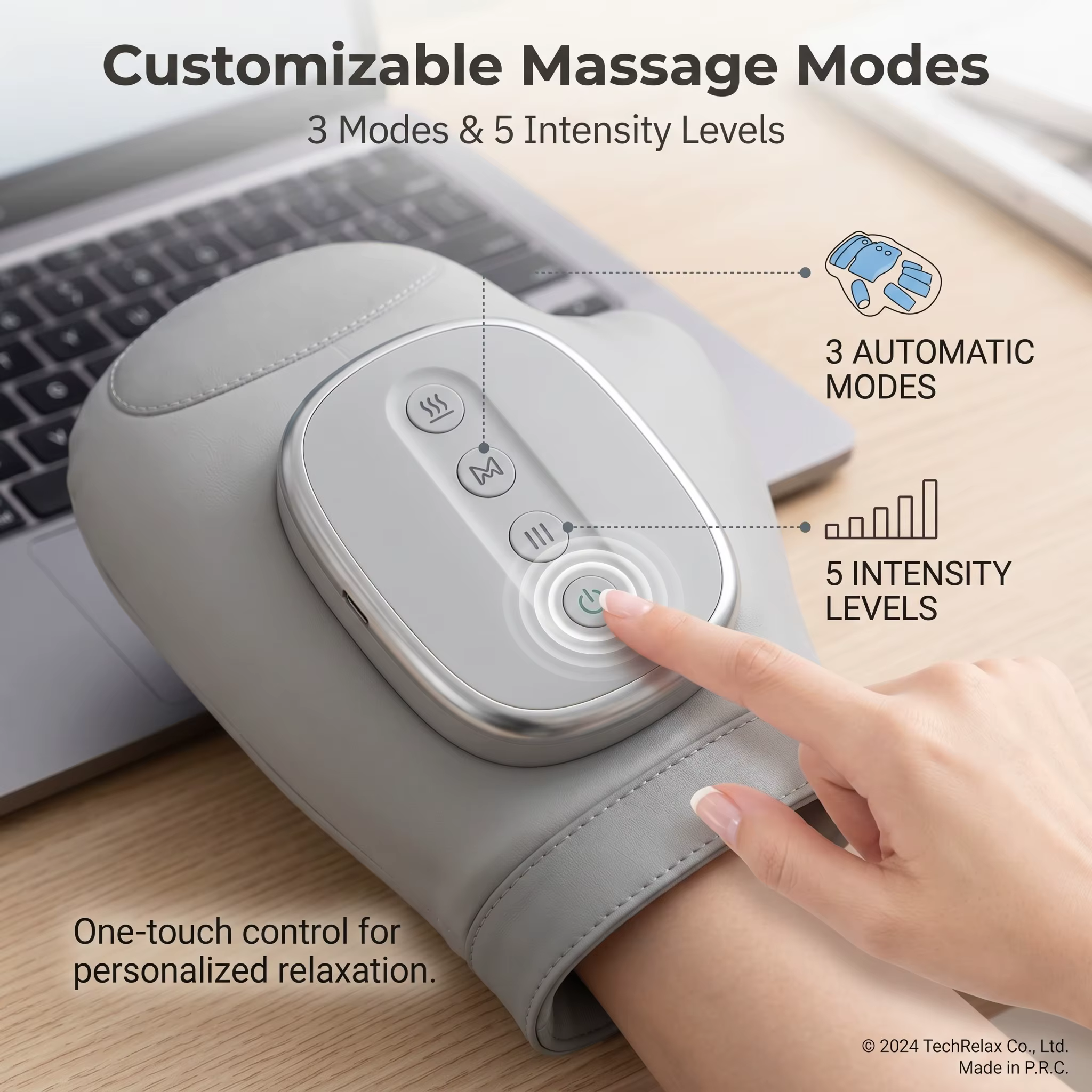 Masseur de mains électrique avec compression d'air et thérapie thermique