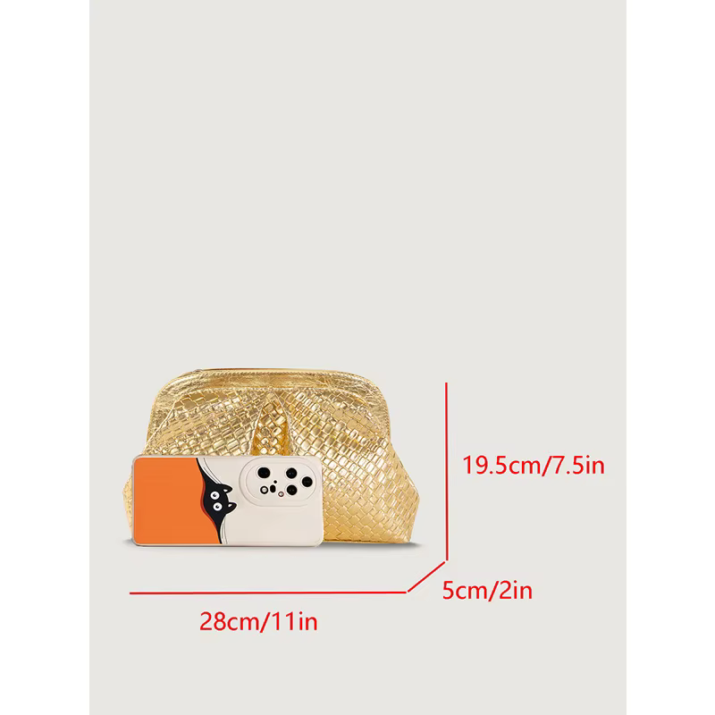 Sac à Texture tissée dorée de haute qualité, sac à bandoulière haut de gamme pour dîner et fête avec bandoulière