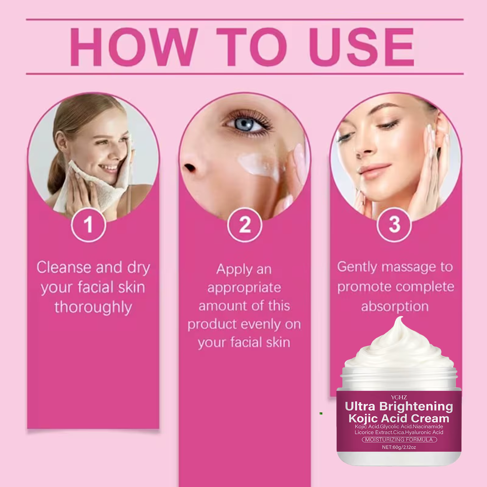 Crème éclaircissante à l'acide kojique contenant de la niacinamide