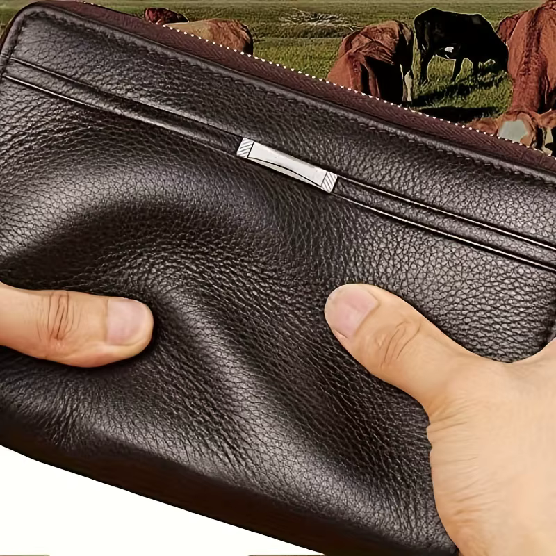 Portefeuille Long en cuir pour hommes, pochette, grand sac à main d'affaires, porte-carte de téléphone, étui cadeau pour hommes, père, fils, mari, petit ami