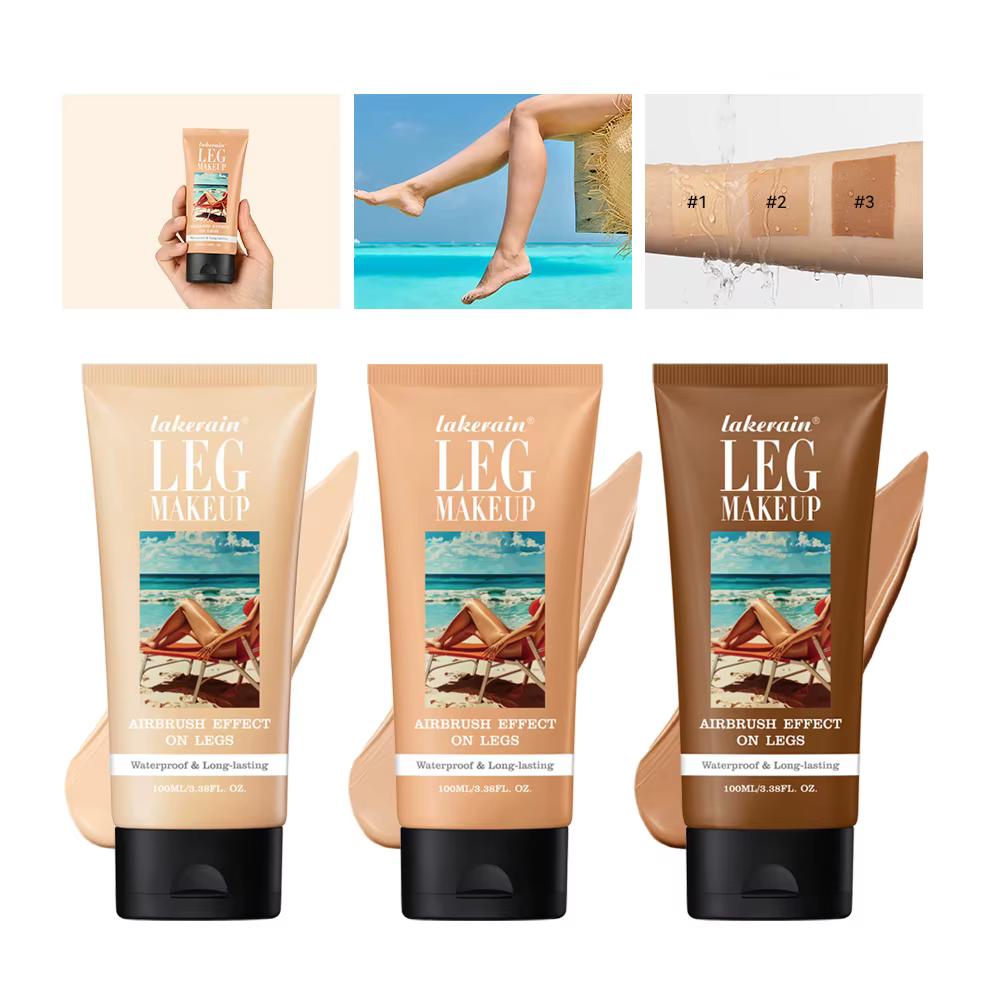 Fond de Teint Corps et Jambes Effet Bronze avec Houpette 100ml – Crème Bronzante