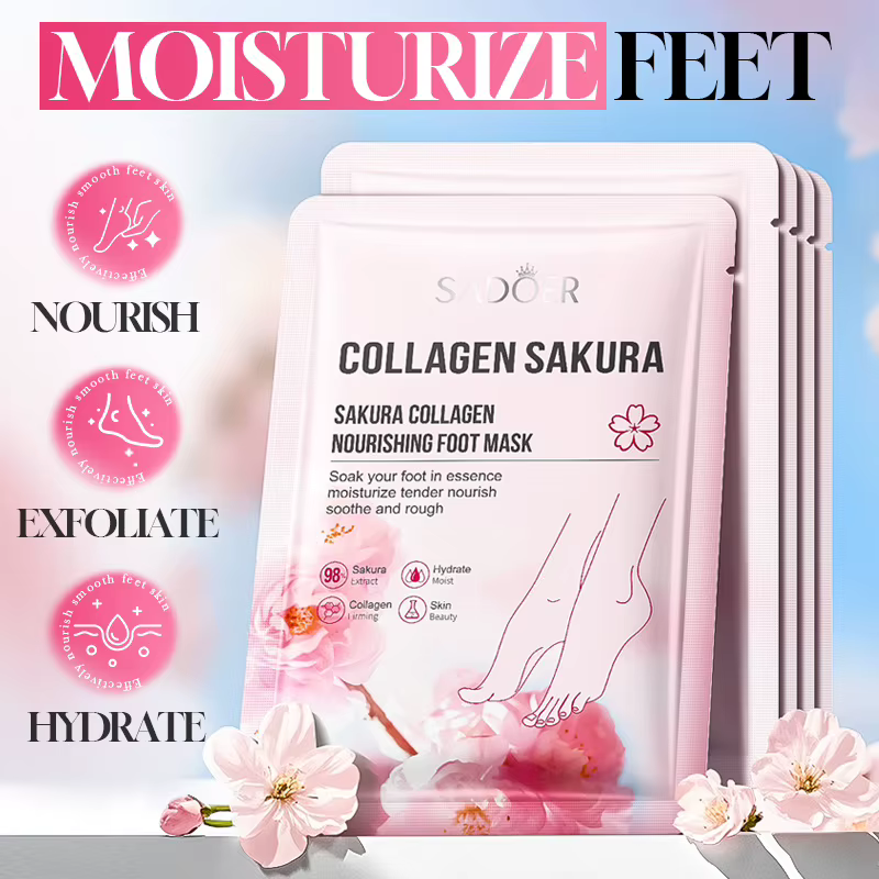5 paires de masques nourrissants pour les pieds au collagène Sakura SADOER