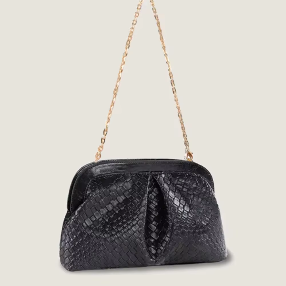 Sac à Texture tissée dorée de haute qualité, sac à bandoulière haut de gamme pour dîner et fête avec bandoulière
