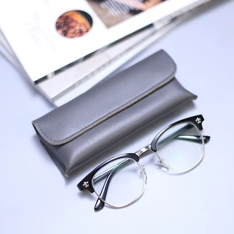 Sac à lunettes de lecture en cuir véritable, pochette de lunettes de soleil Design de marque faite à la main, boîte d'exposition de lunettes Portable, étui de rangement pour lunettes