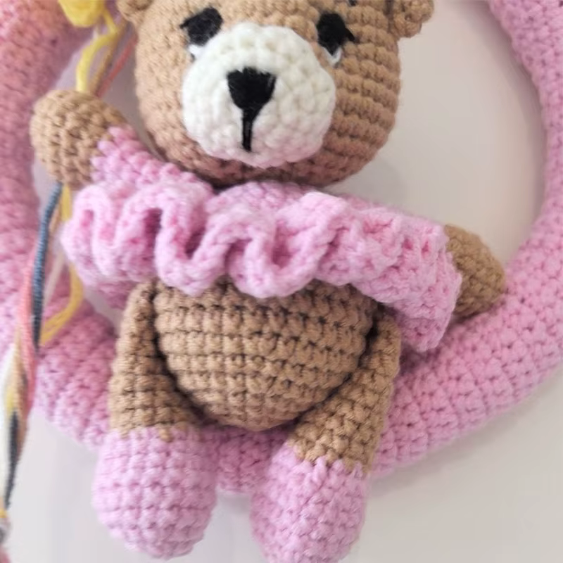 Ours ballon en Crochet fait à la main, décoration de maison en peluche Amigurumi mignonne, cadeau pour enfants, décoration de maison de fête d'anniversaire