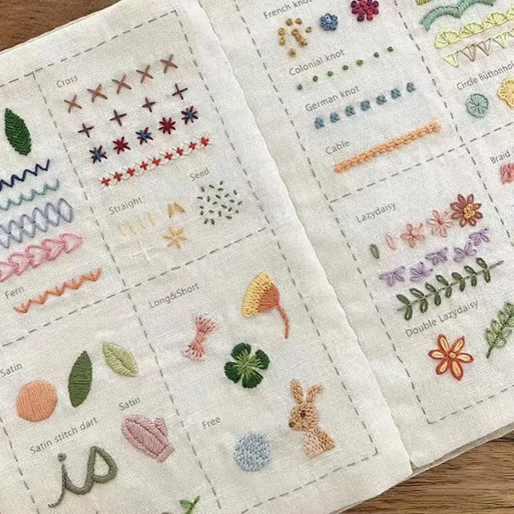 Livre de points de broderie à la main pour débutants, livres de couture créatifs, livre de broderie DIY avec tutoriels vidéo étape par étape