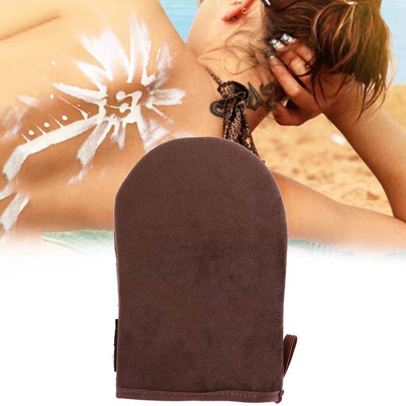Applicateur réutilisable marron gants de bronzage crème Lotion Mousse gant de nettoyage du corps