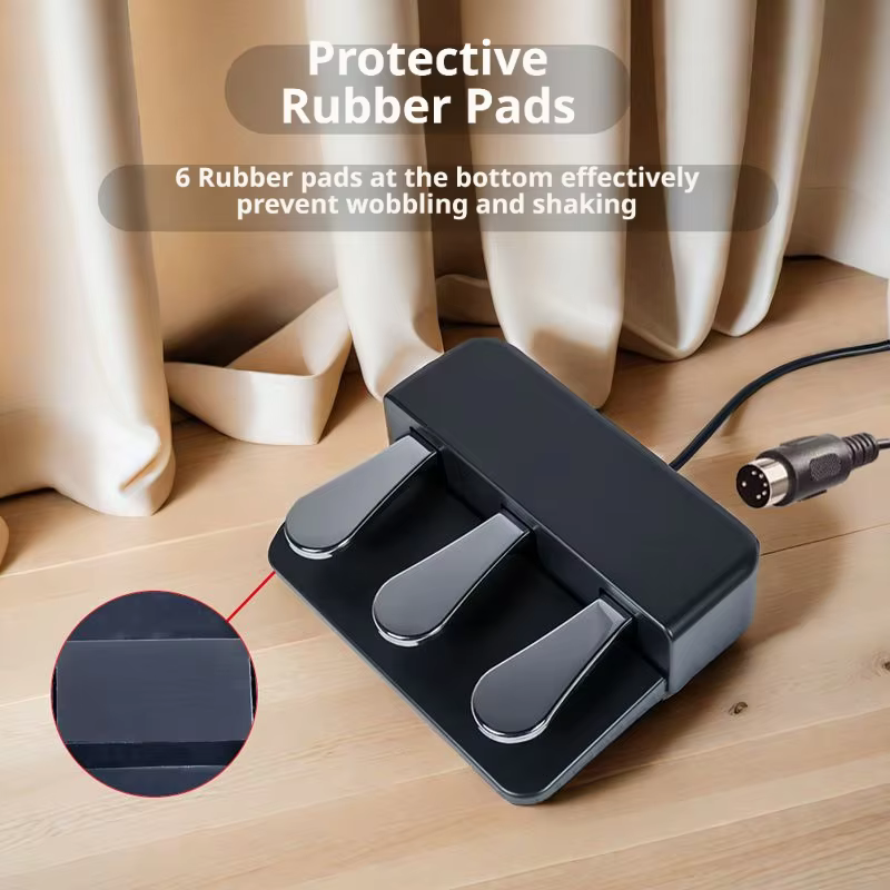 Pédale de sustain pour piano, synthétiseur électronique à trois pieds, clavier MIDI, accessoires pour pédale.
