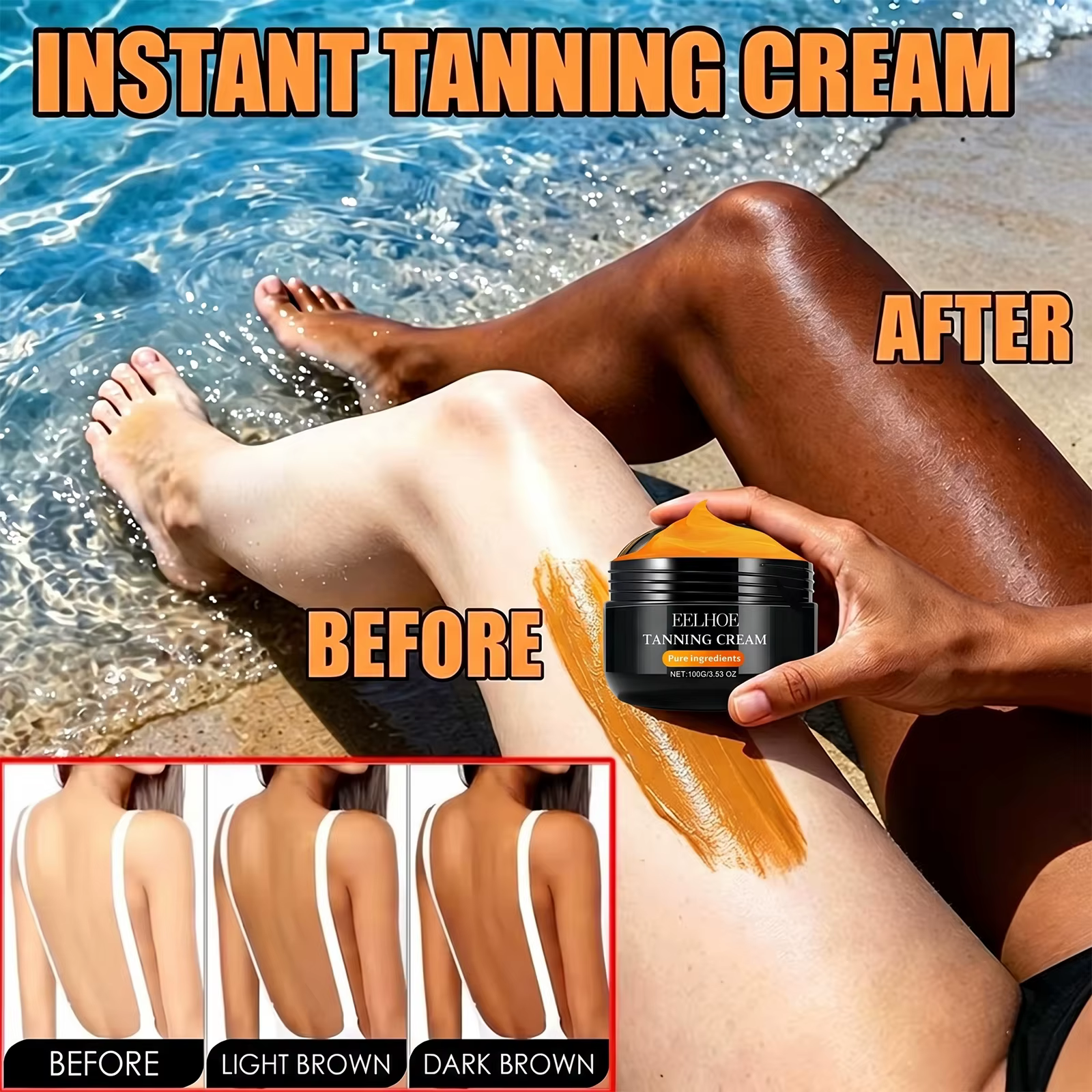 Crème auto-bronzante estivale sans soleil pour le visage et le corps