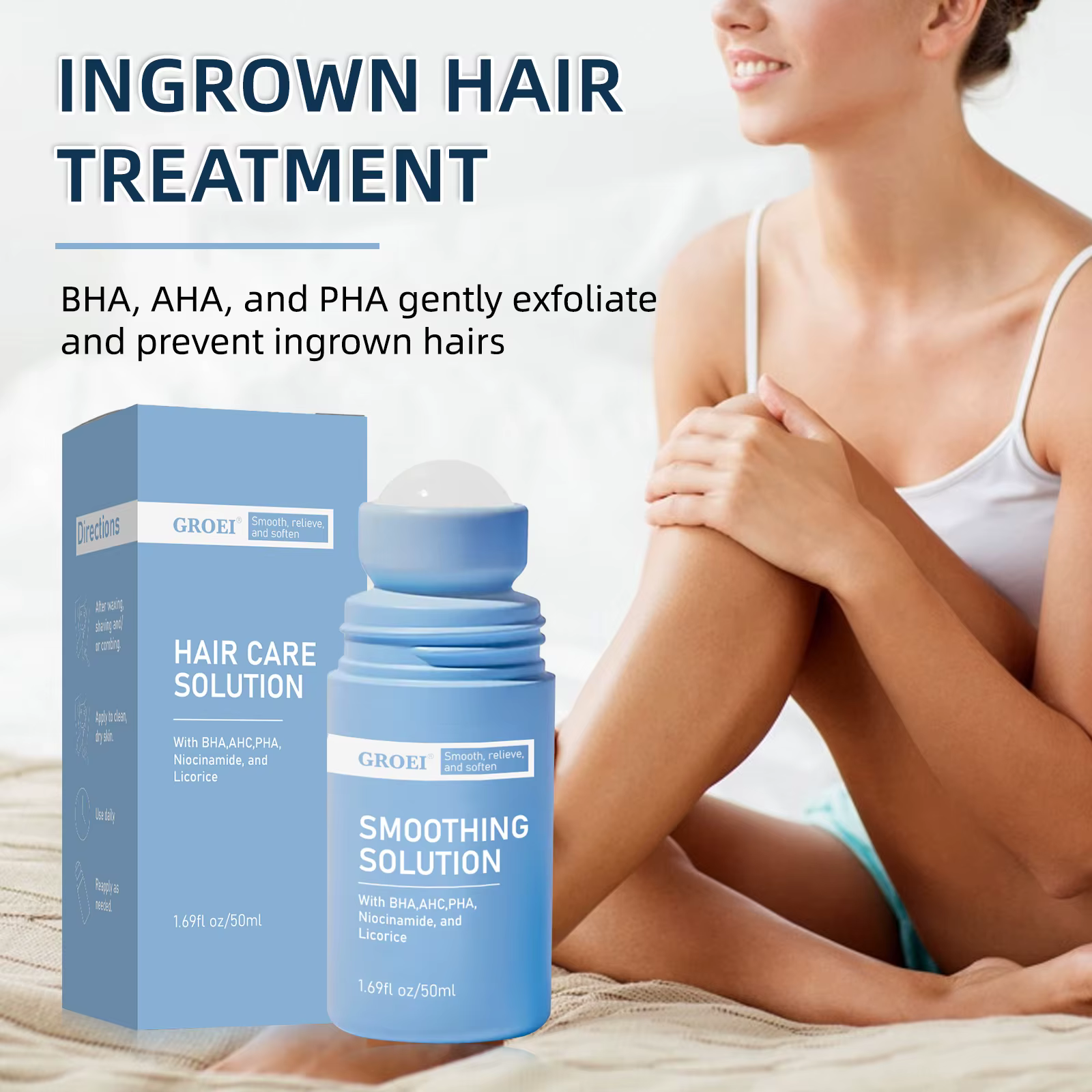 La solution de soin des cheveux incarnés réduit les rougeurs post-rasage et le piqûre