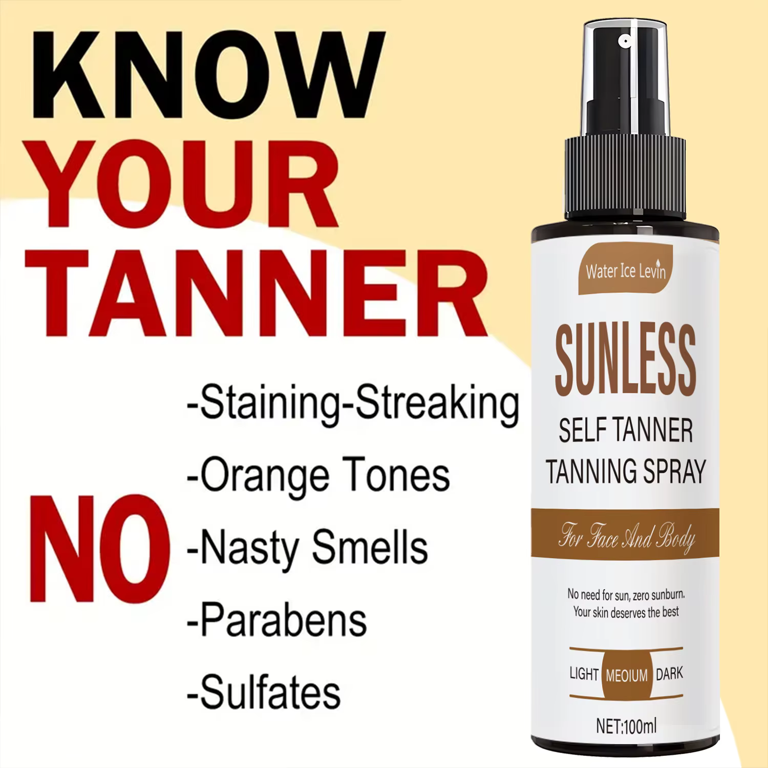 Spray bronzant pour le corps - Améliore le teint bronzé