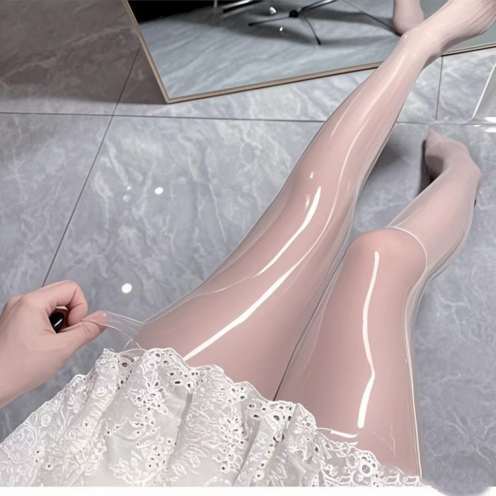 Collants brillants effet huile de cheval authentique, ultra-lisses, haute densité, grande taille, réfléchissants, anti-accroc