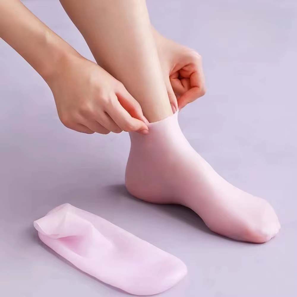 2 paires de chaussettes en silicone pour le soin des pieds