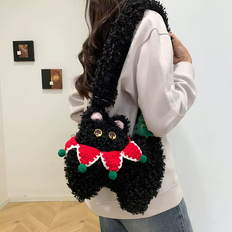 Sac à main chat mignon pour femme, sac à bandoulière Kawaii, petit sac à main pour téléphone, peluche de dessin animé, mode décontractée, initié, style japonais, 2025