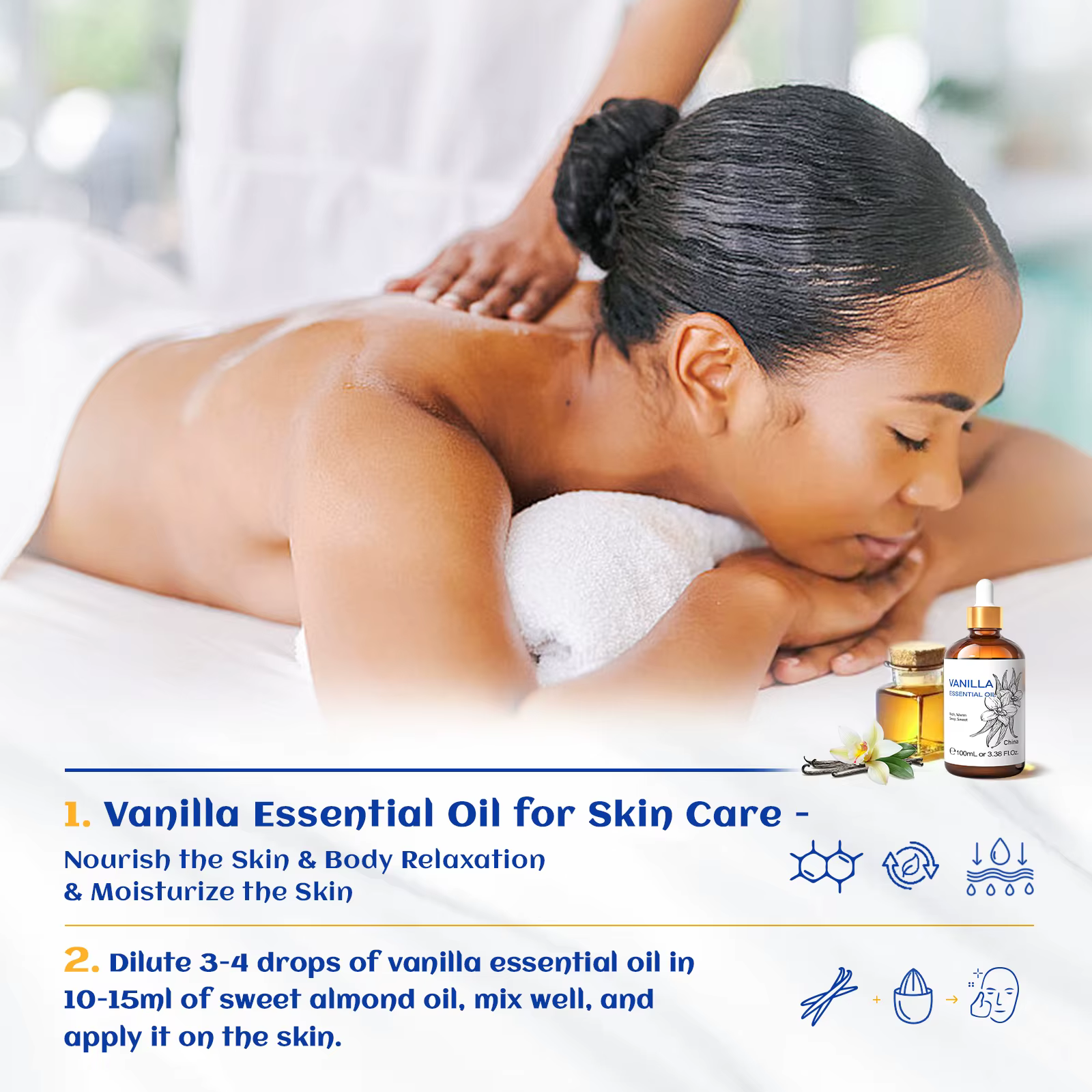 HIQILI huile essentielle de vanille 100ML pour diffuseur fabrication de bougies encens doux Orange lavande jasminum Massage soins du corps
