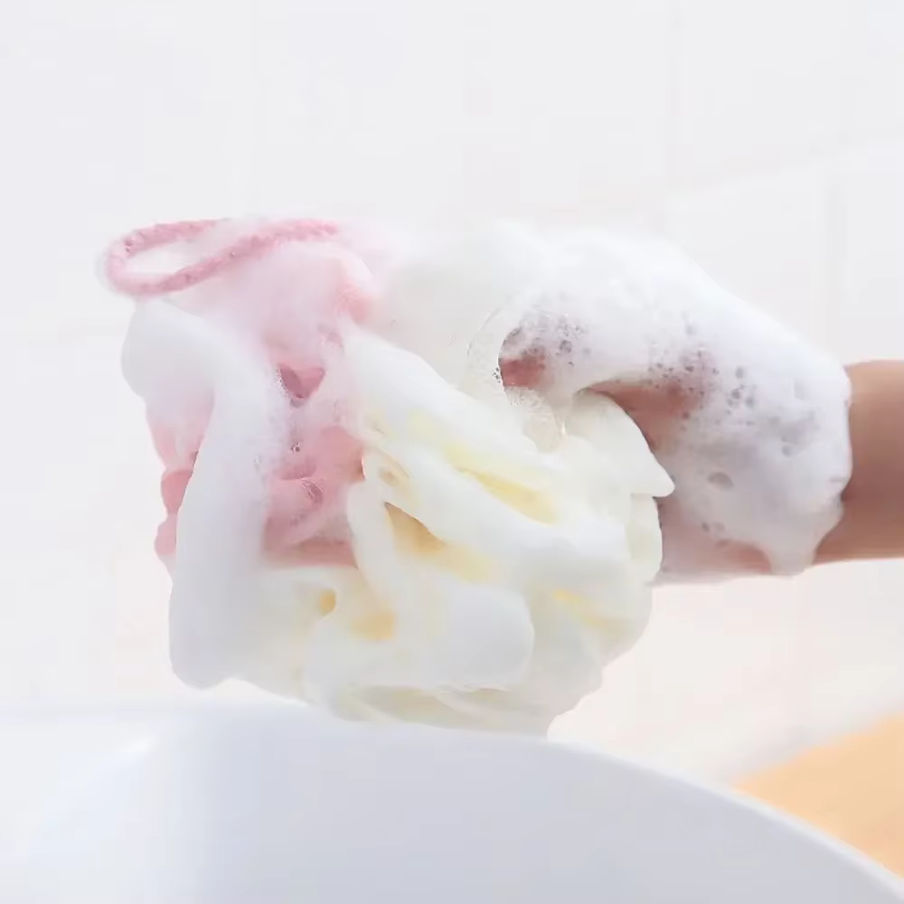 Éponge moussante en maille de douche douce