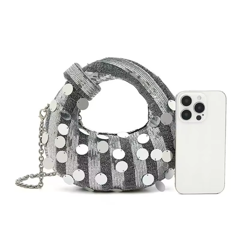 Demi-lune soirée pochette sacs de fête pour les femmes de luxe concepteur Denim gland strass sac à main paillettes brillantes chaîne épaule sac à main