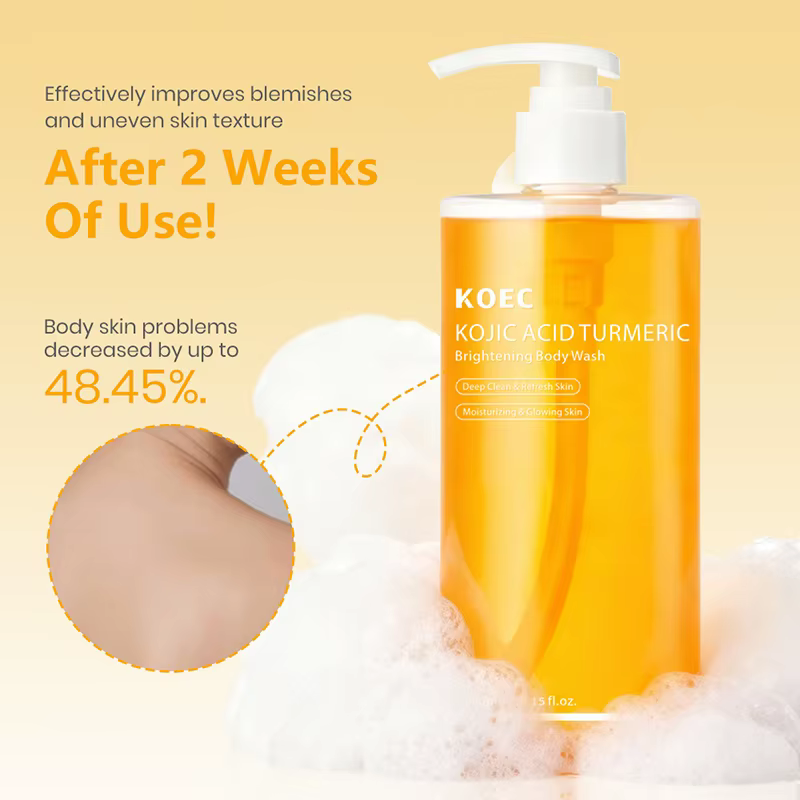Gel Douche Corps et Visage à l'Acide Kojique et au Curcuma : Nettoyant Hydratant et Lissant pour une Peau Nette