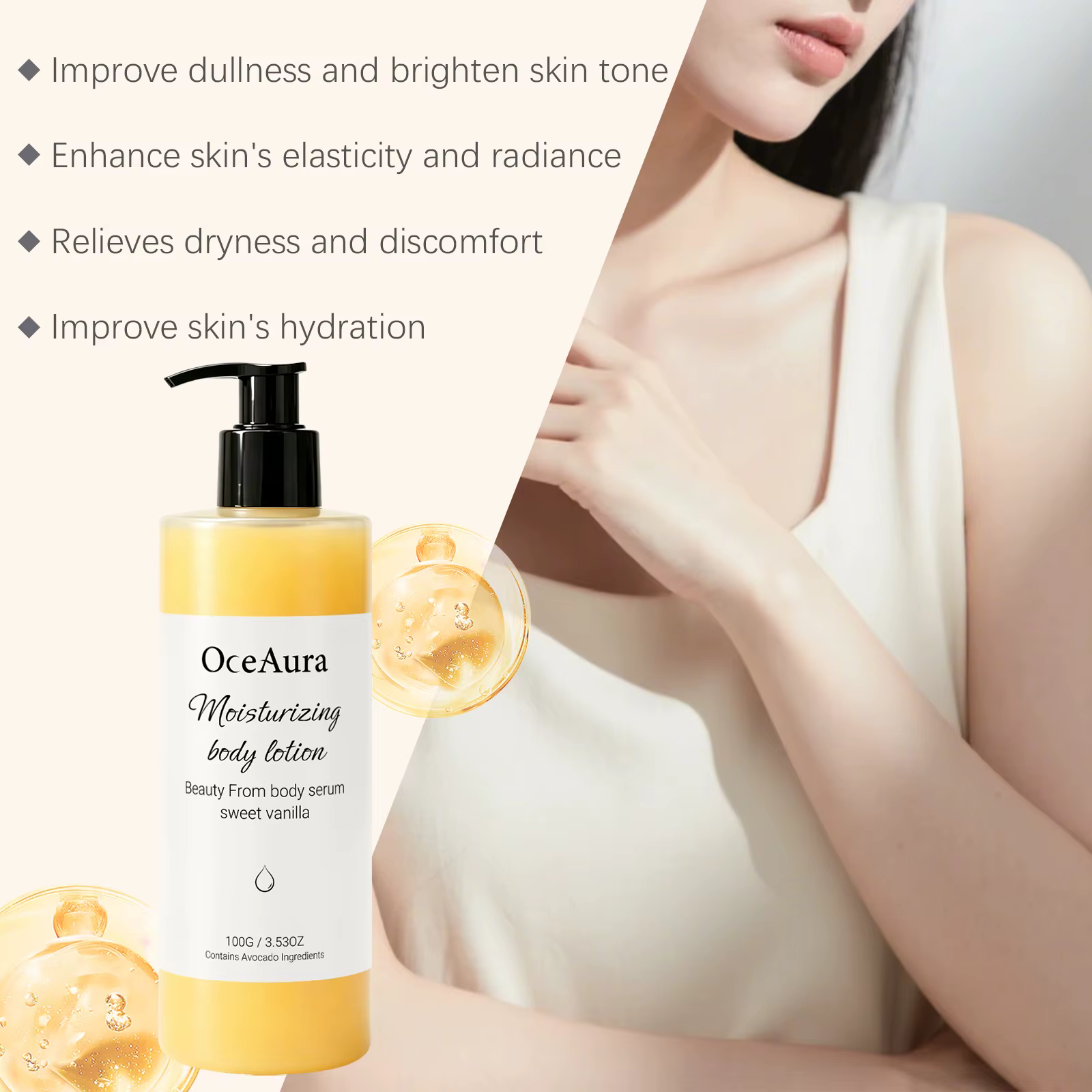Lotion corporelle hydratante à la vanille avec extrait d'avocat