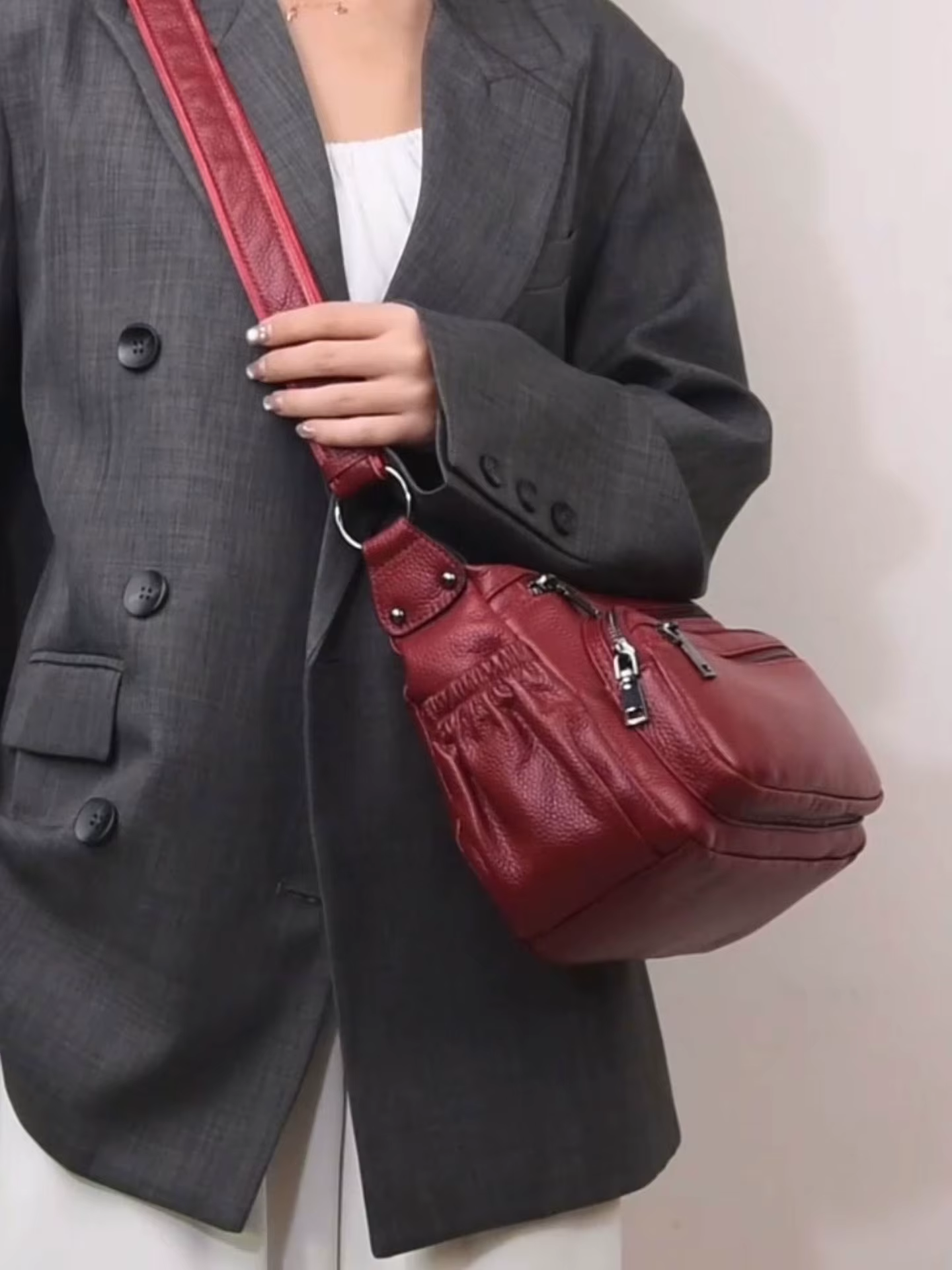 Sacs de luxe pour femmes en cuir véritable, sacs de marque originaux élégants et minimalistes, sacs à bandoulière structurés