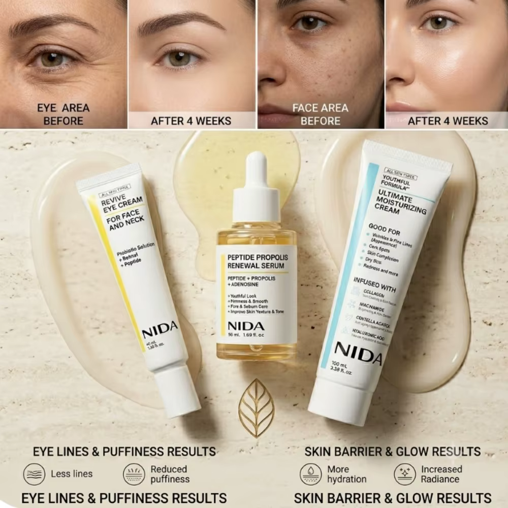 Crème pour le visage à l'extrait de plantes NIDA + Essence pour les yeux