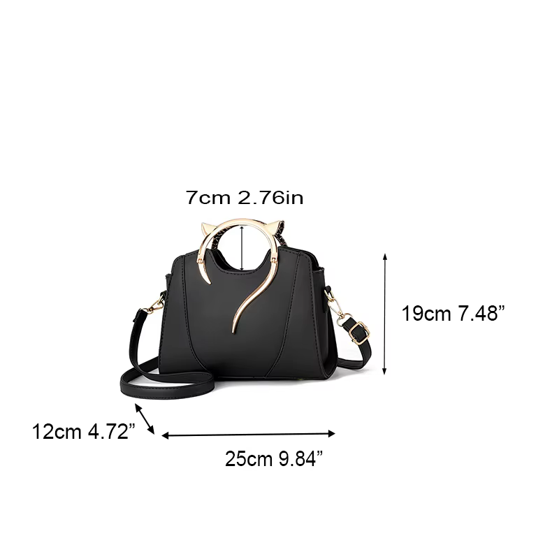 Sac à main à poignée en forme de chat pour femmes, tendance et à la mode, couleur unie, sac à bandoulière Simple et décontracté