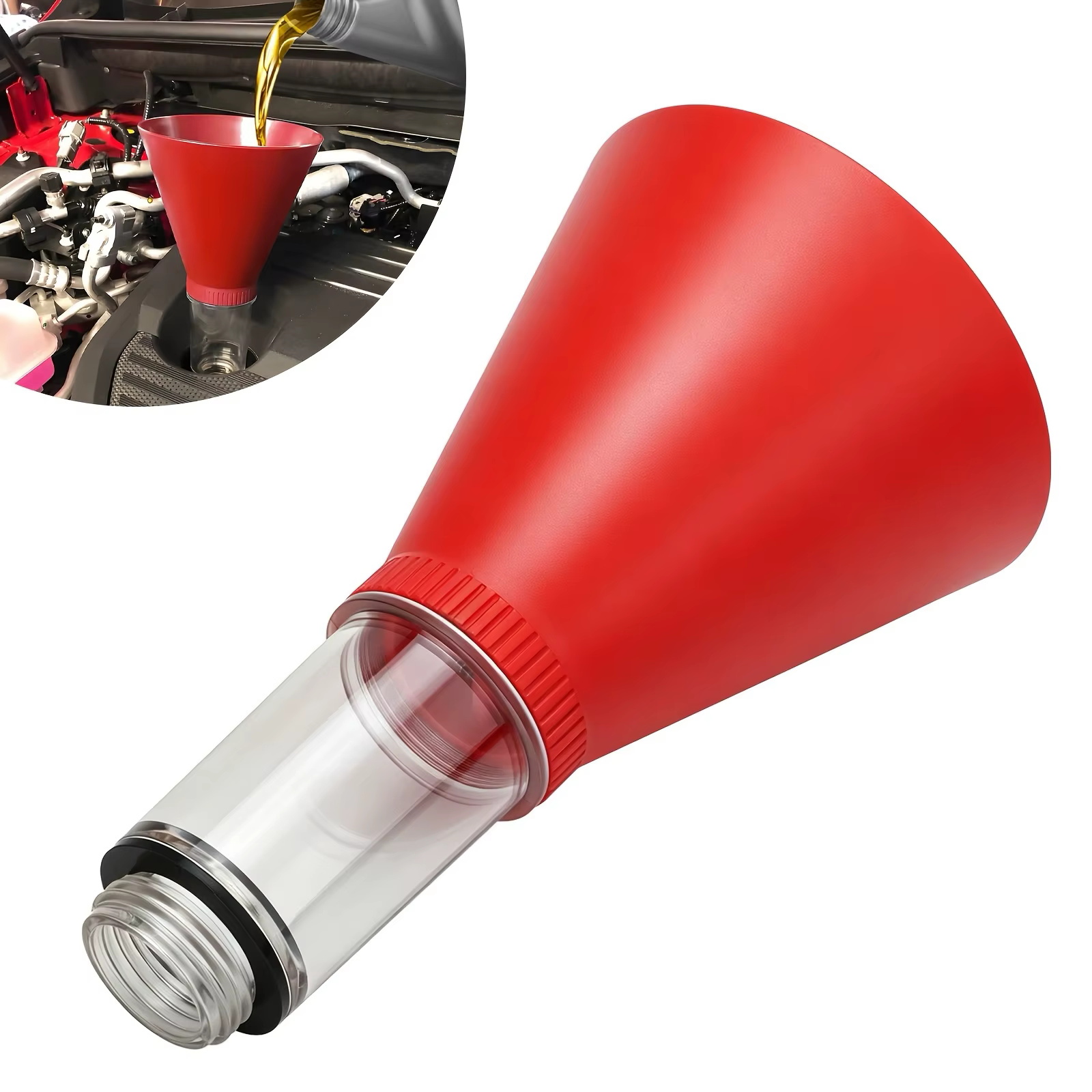 Entonnoir à huile moteur, anti-débordement, fonctionnement mains libres, l'entonnoir de remplissage d'huile moteur de voiture n'égale pas le sol en huile grâce à ses filetages adaptés.