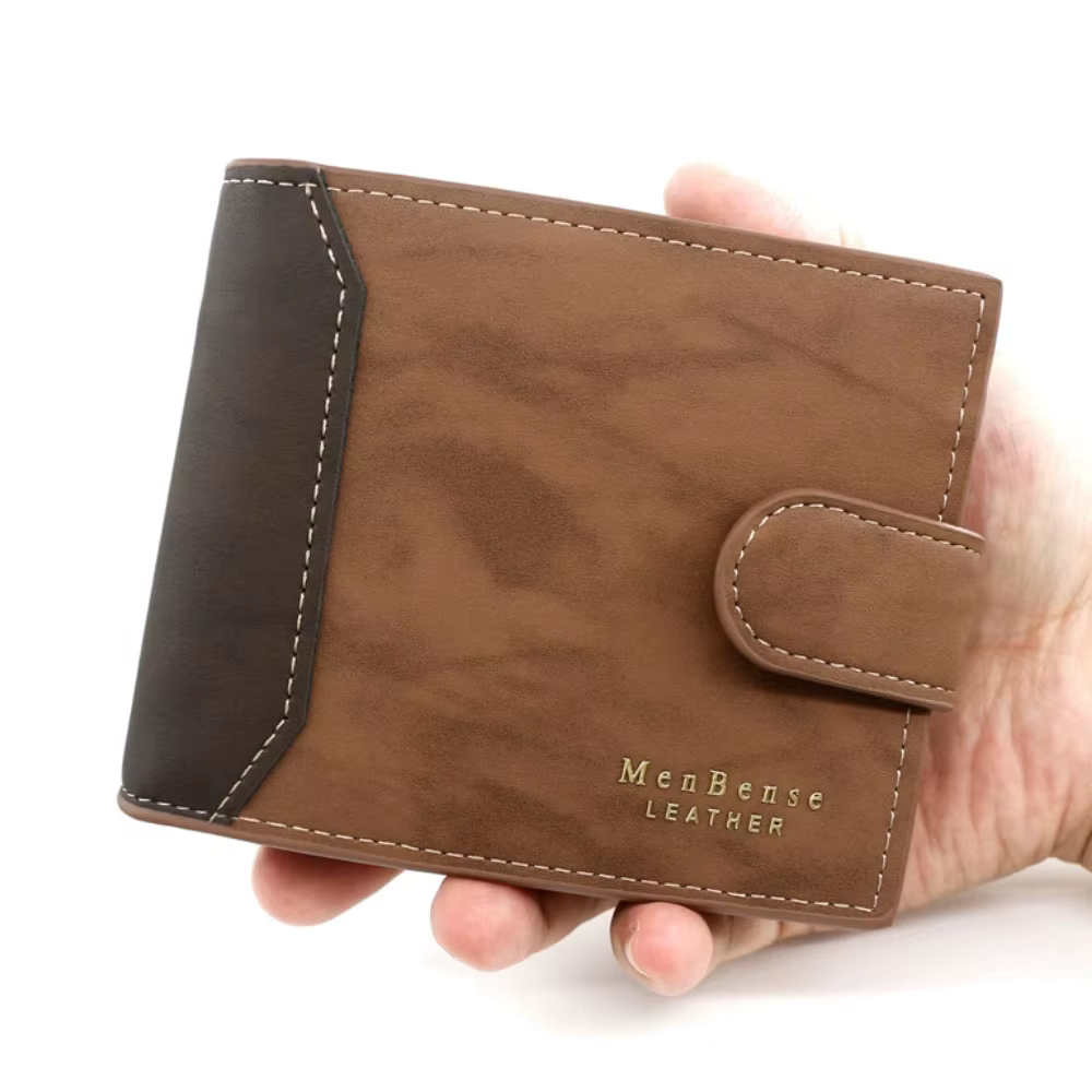 Portefeuille en cuir PU avec moraillon pour homme, porte-cartes de visite, sac à main court pour homme, sac d'argent, portefeuilles pour cartes de crédit
