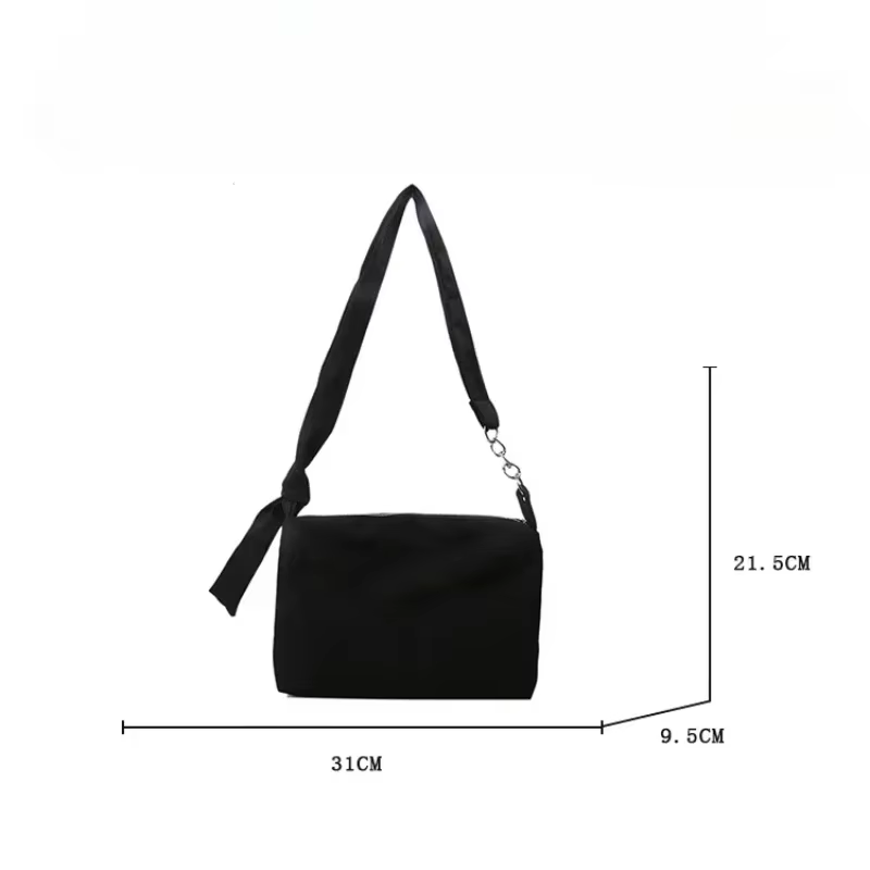 Sac à Main à Bandoulière Noir pour Femme et Fille, Sacoche Décontractée, Solide, Simple, à Bretelles Nouées, Fourre-Tout