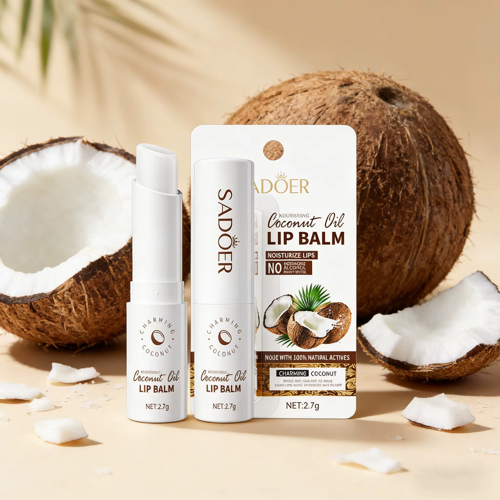 Baume à lèvres à la noix de coco - Nourrissant et hydratant longue durée pour hommes et femmes - Soin quotidien