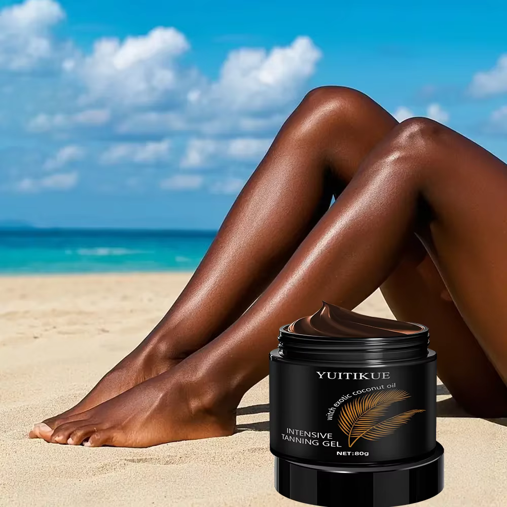  YUITIKUE Gel Bronzant Intensif 80g avec Huile de Noix de Coco - Brillant Naturel Rapide