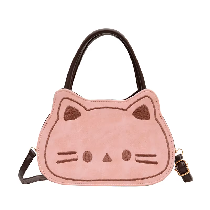 Sac à main chat mignon, sac à bandoulière pour femme, sac à bandoulière dessin animé tendance, style frais et doux automne-hiver, en PU